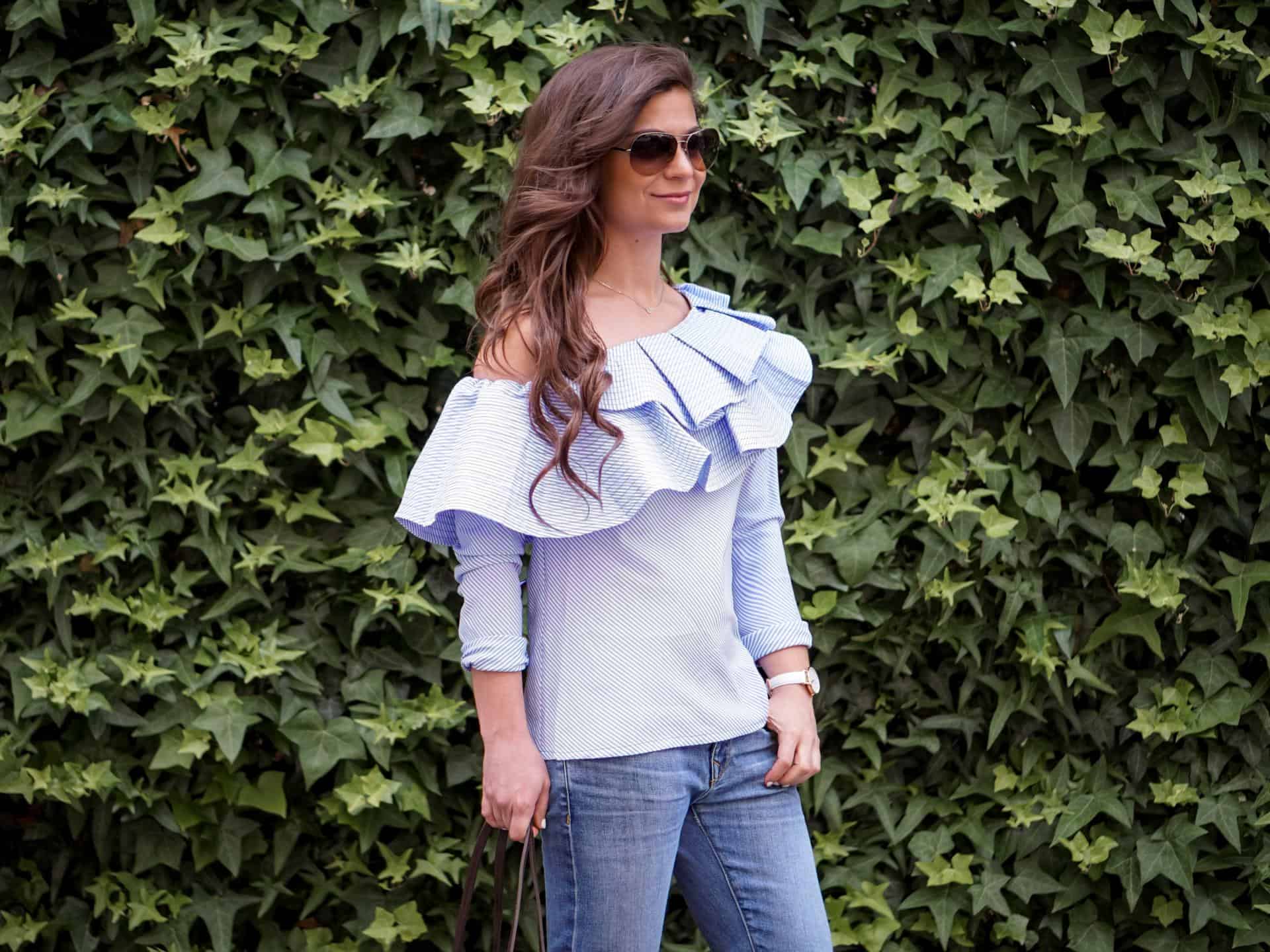 off the shoulder ruffle top