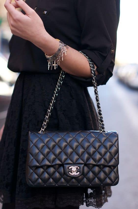 Close up of a black chanel