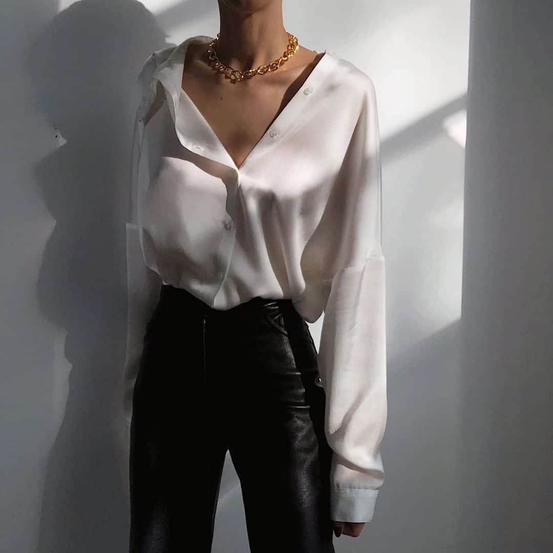 Leather Pants Styled With a White button down