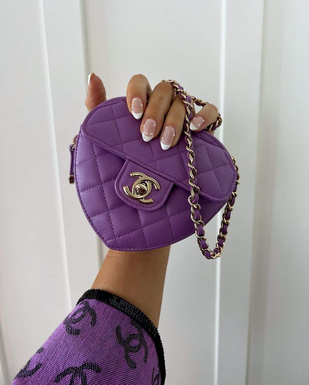 Purple Chanel Heart bag