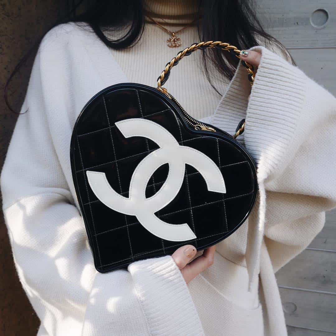 Vintage Chanel Heart Shaped Bag Black