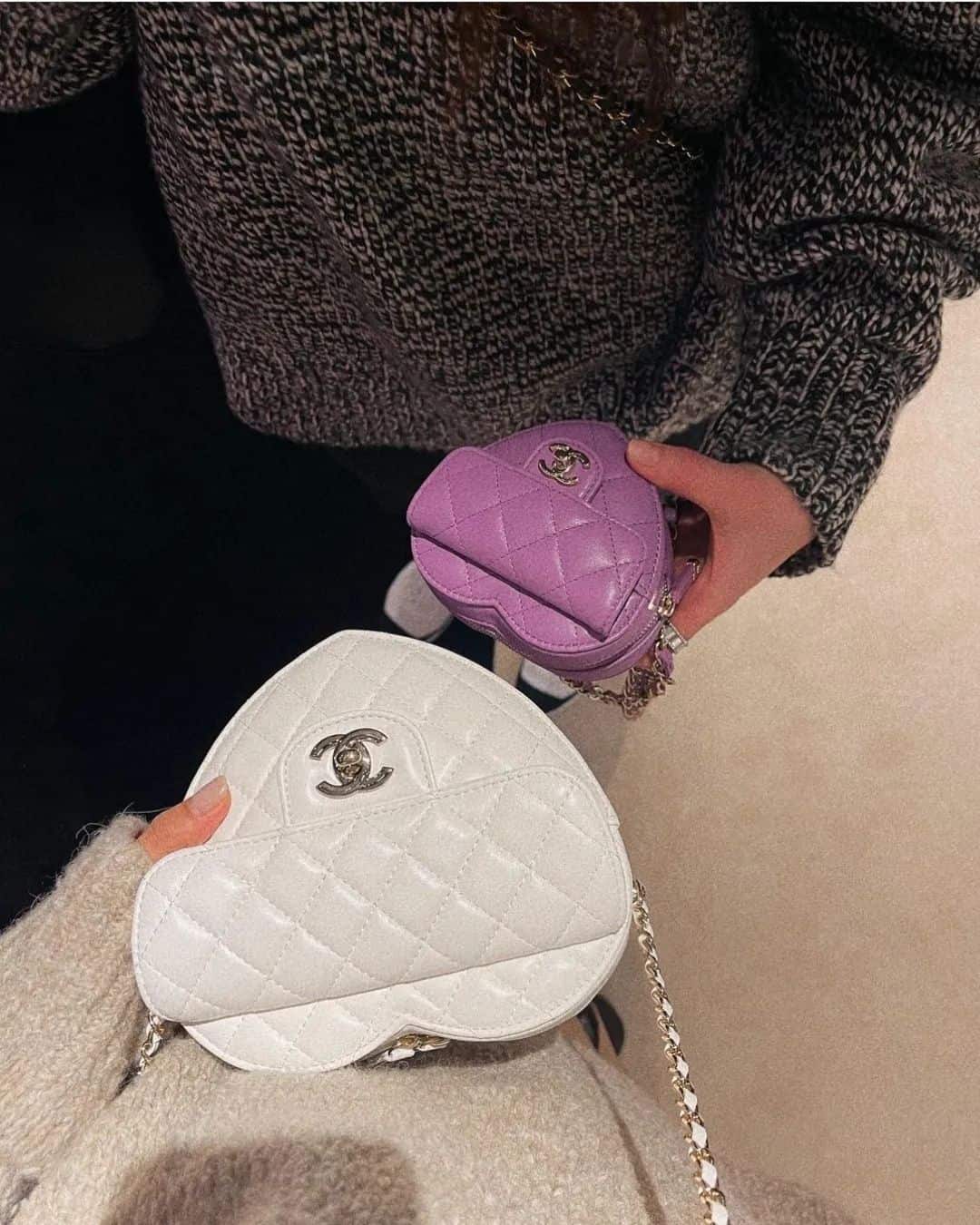 White Chanel Heart Handbag