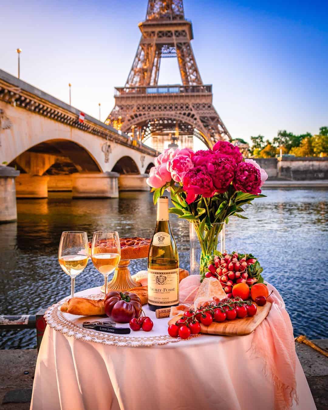 Picnic in front of the Eiffel Tower