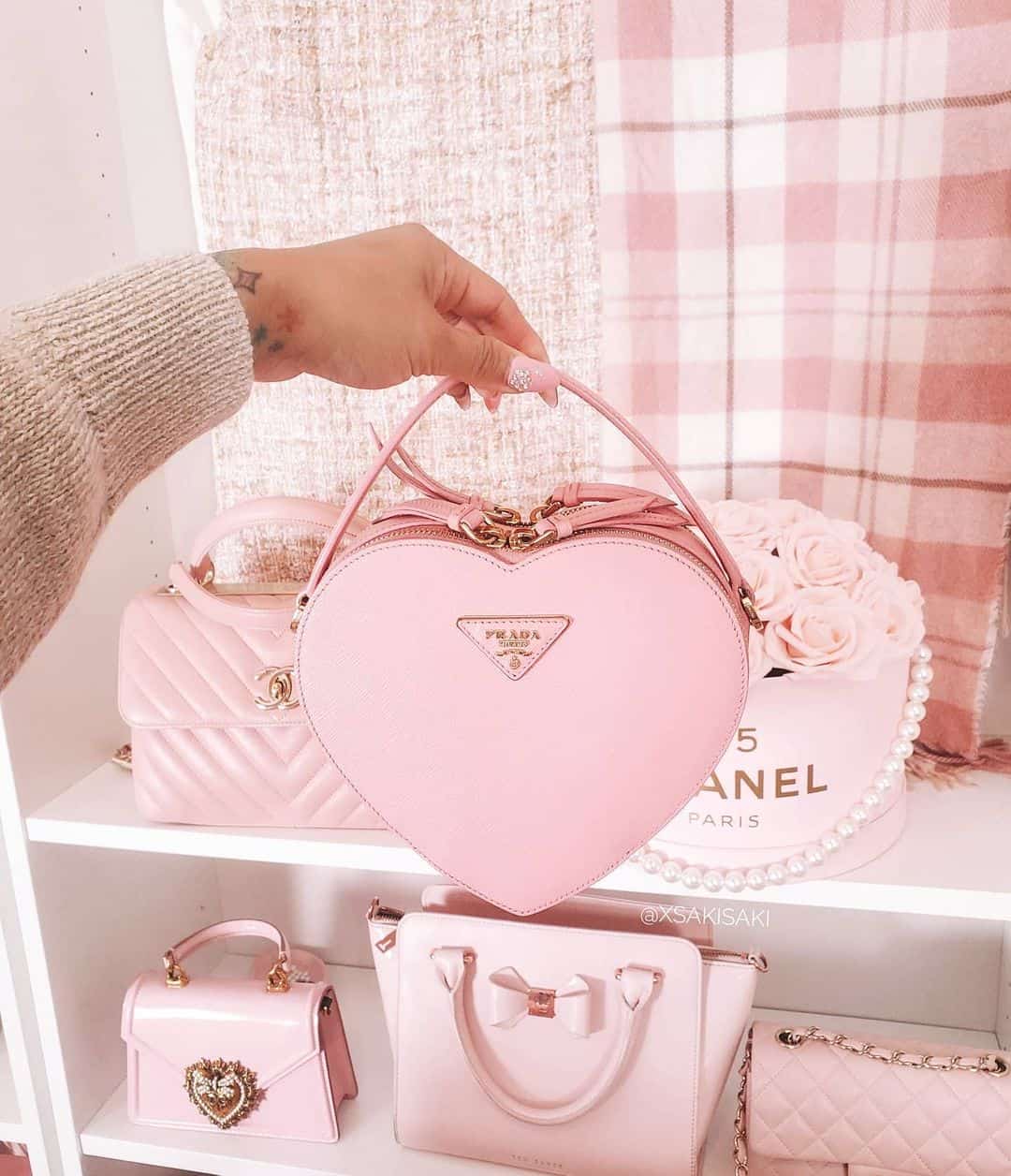 Prada Heart Shape Bag Pink Designer Heart Bag