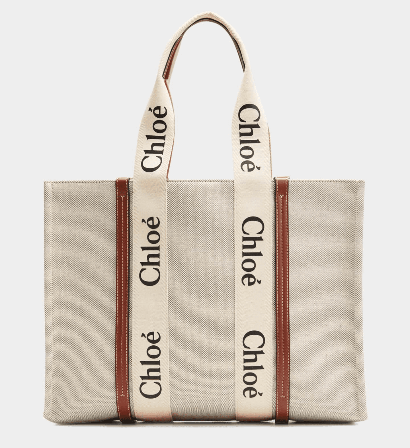 Chloé Large Woody Canvas Tote in beige