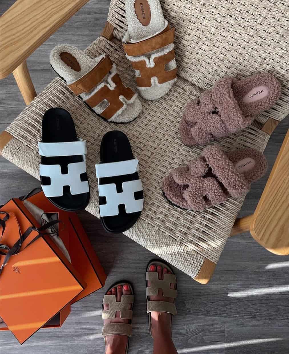 Different Hermes Chypre sandals styles