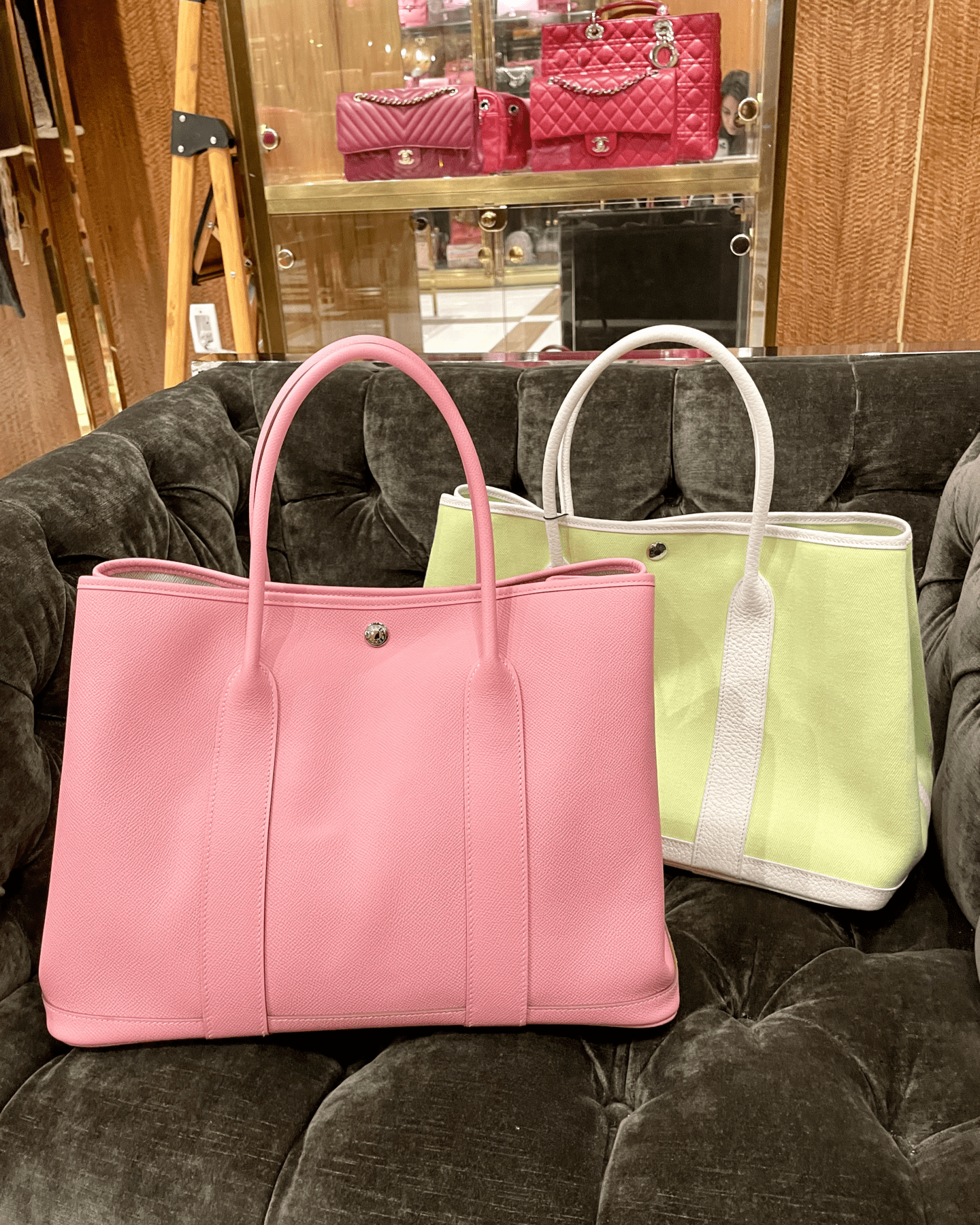 Hermes Garden Party in Canvas and Leather comparison