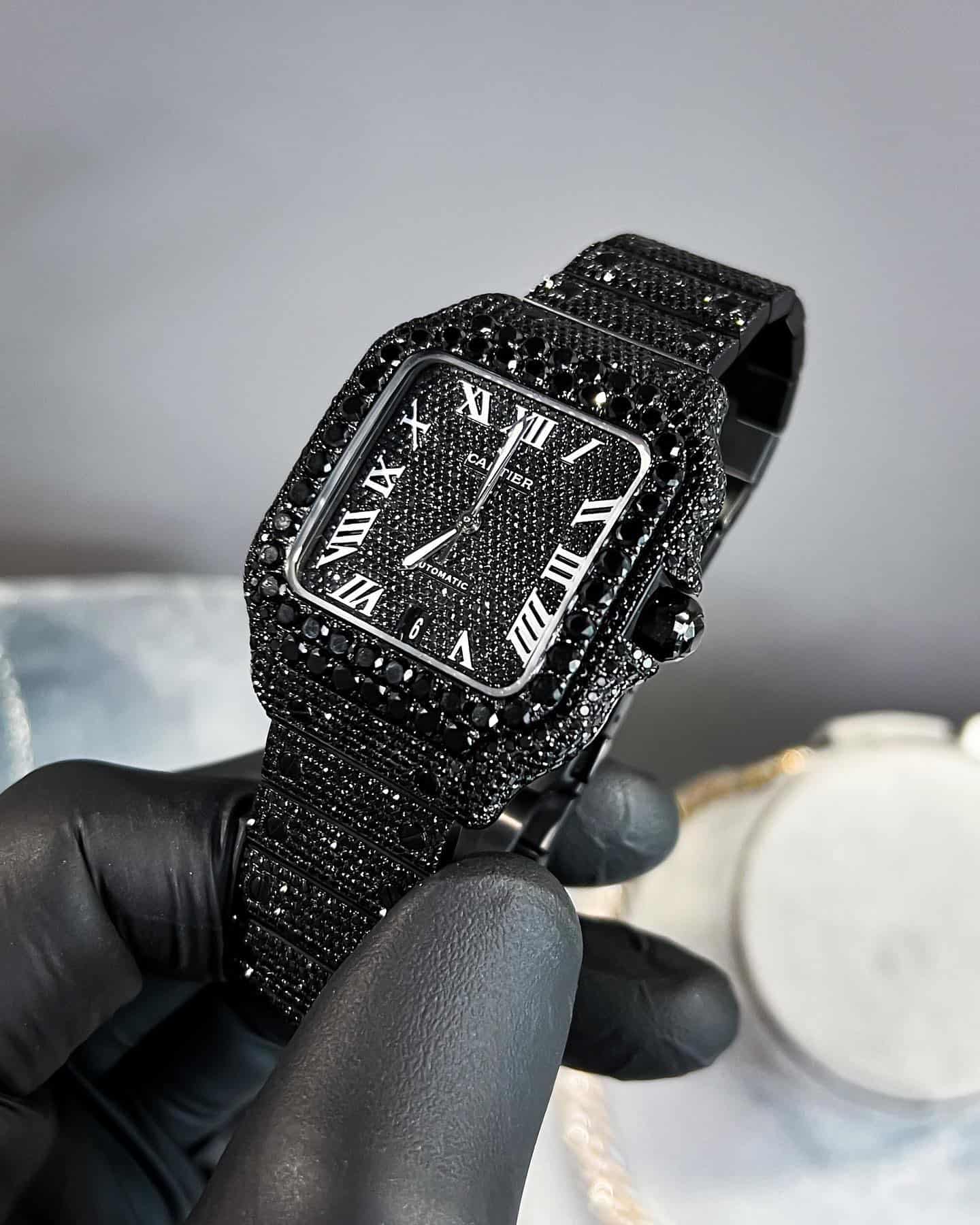 All Black Diamond Cartier Watch