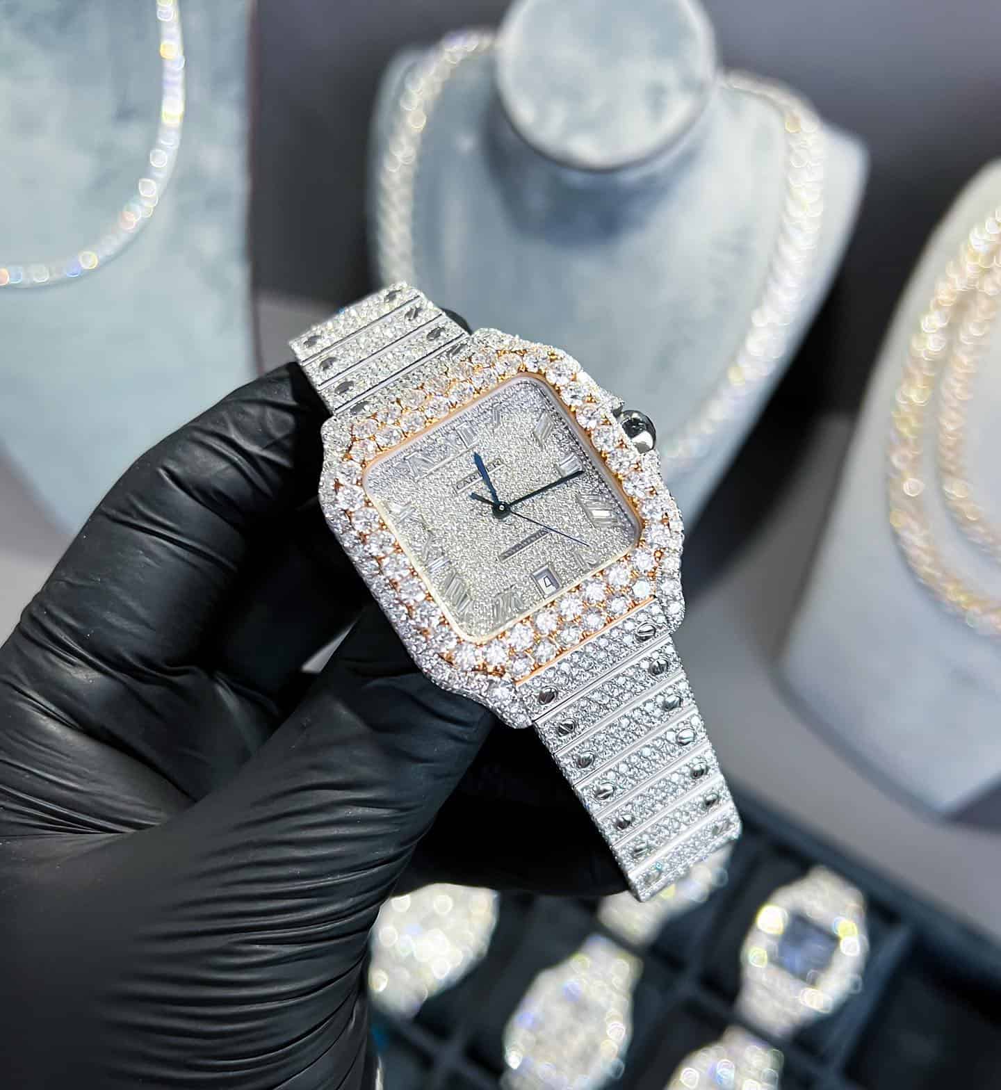 Bigger diamonds used to customize a Cartier Watch