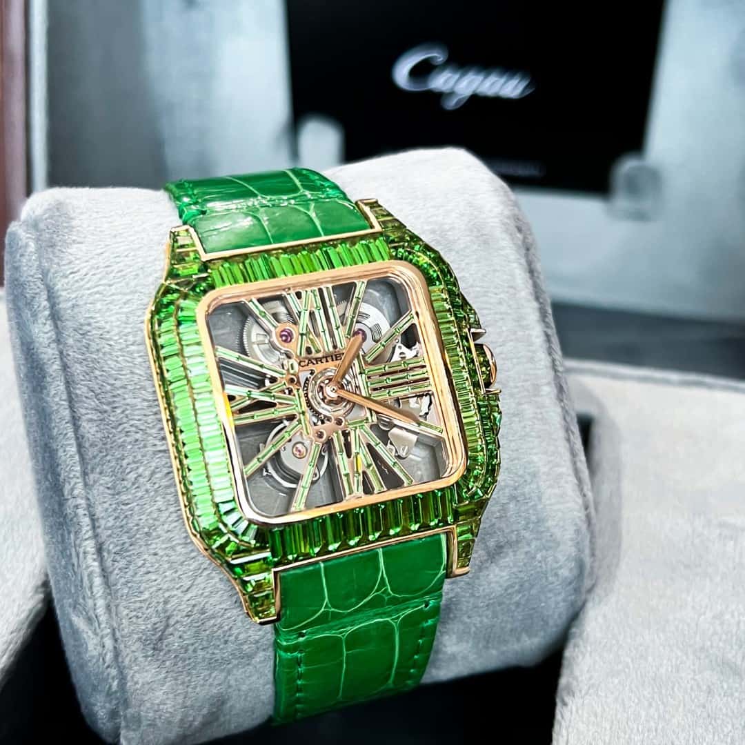 Custom Green Cartier garnet watch
