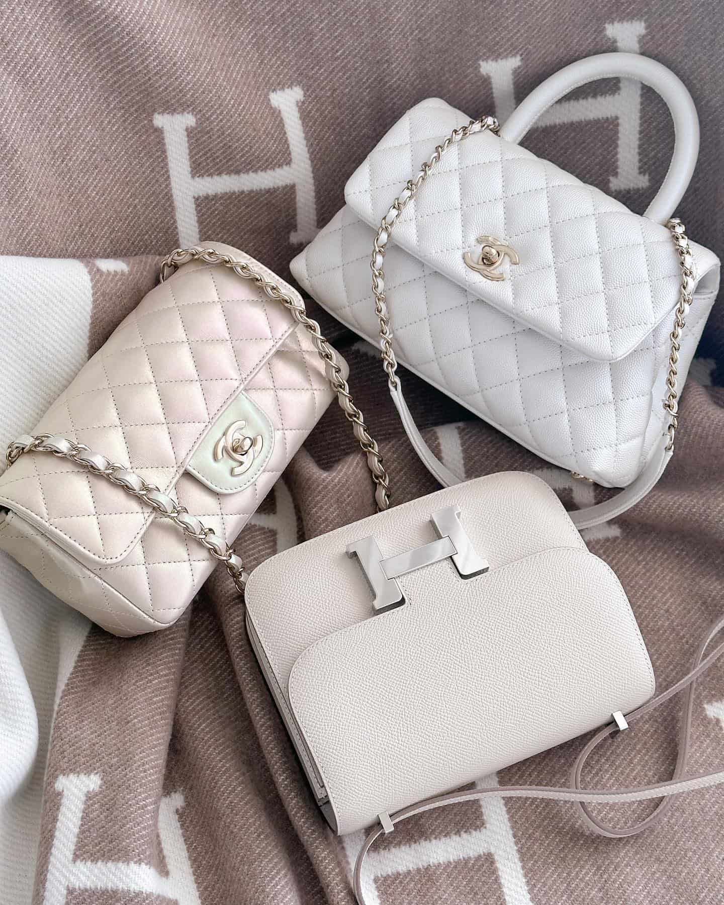 White Hermes Bags and Chanel