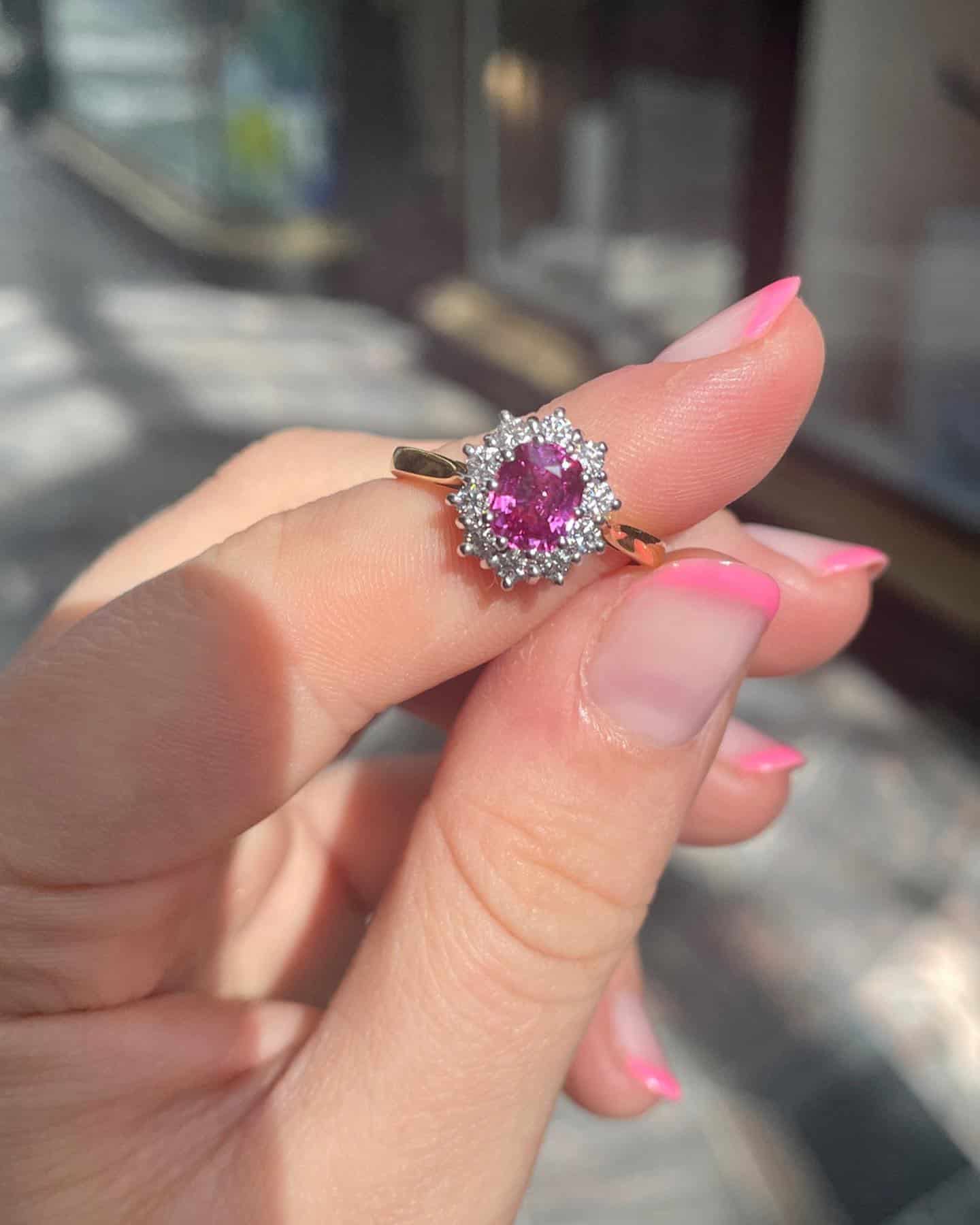 Pink sapphire engagement ring Diamond engagement ring alternative