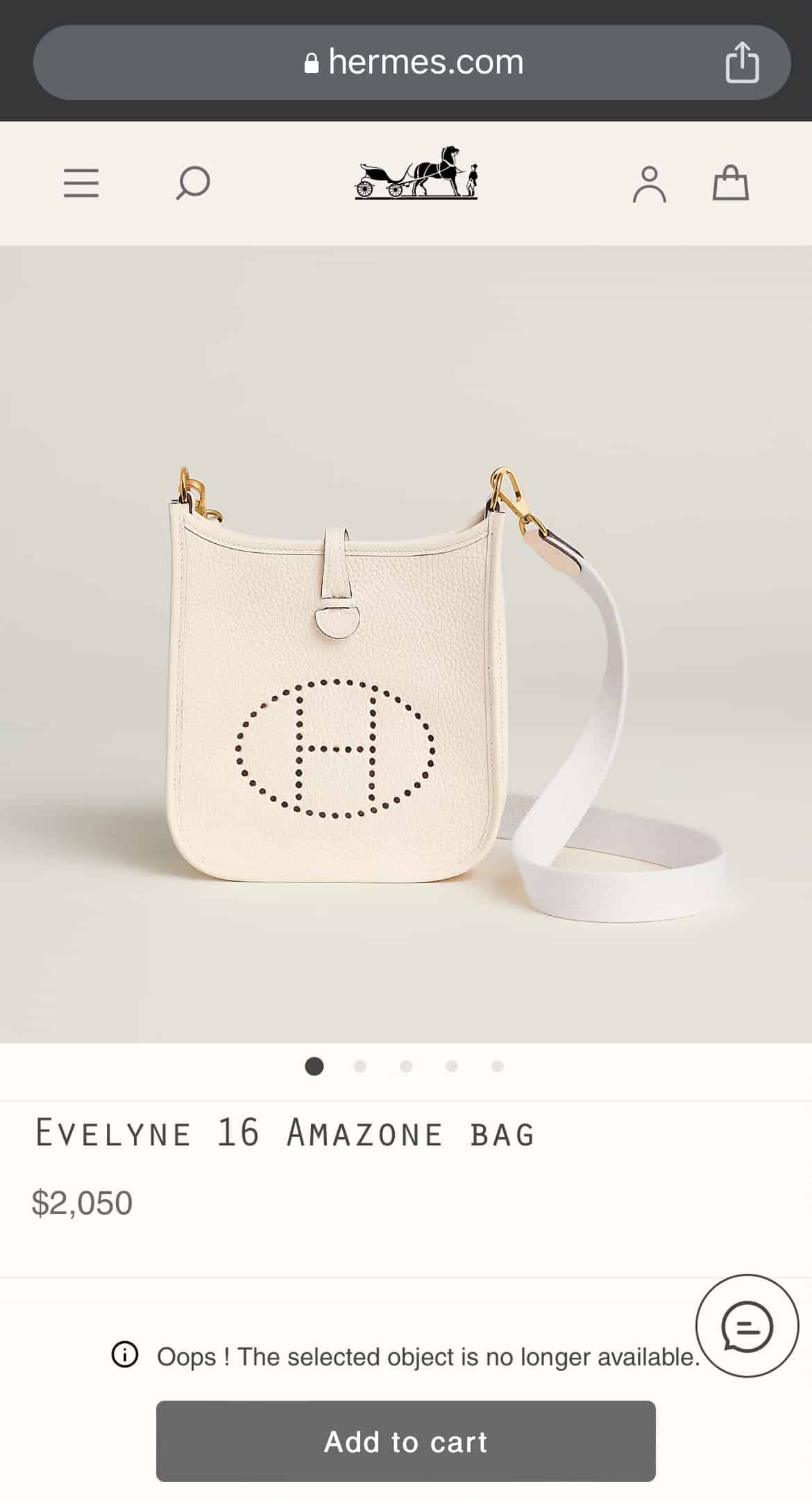 Where to buy a Hermes Evelyne bag online