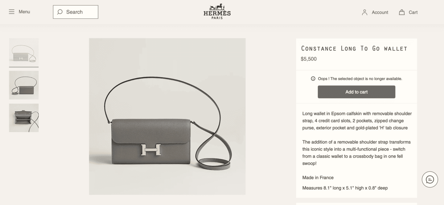 Hermes Constance To Go buy from the Hermes website