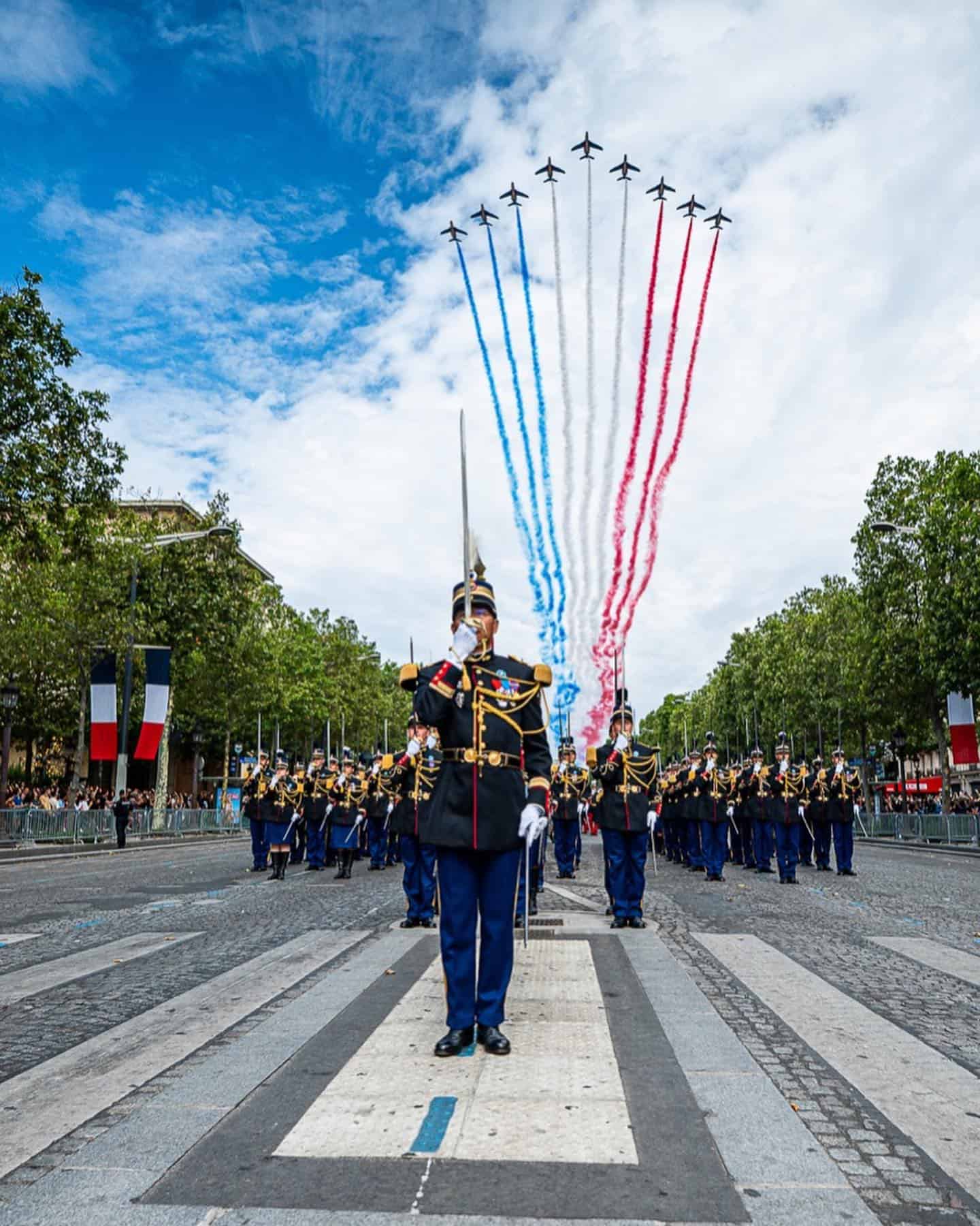 Where to see the miltary fly over on Bastille Day