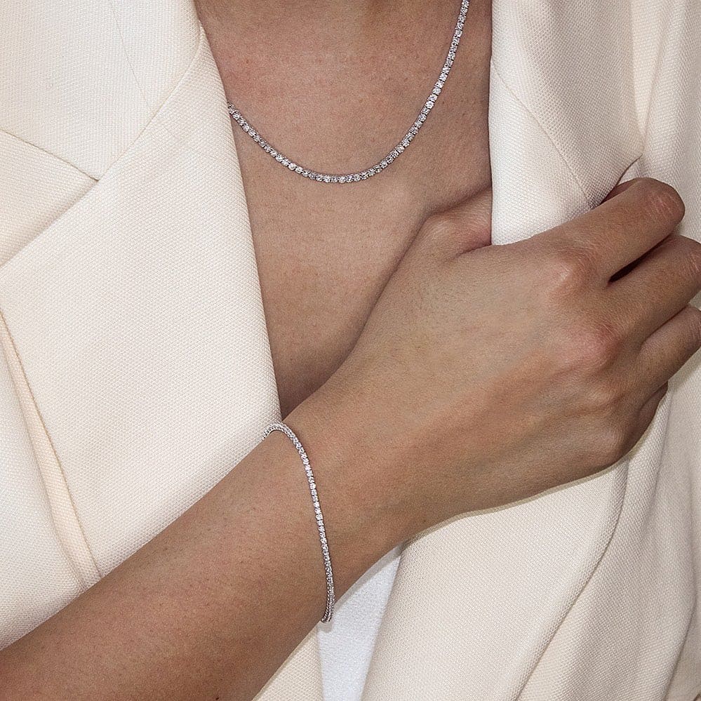 Diamond tennis necklace and bracelet