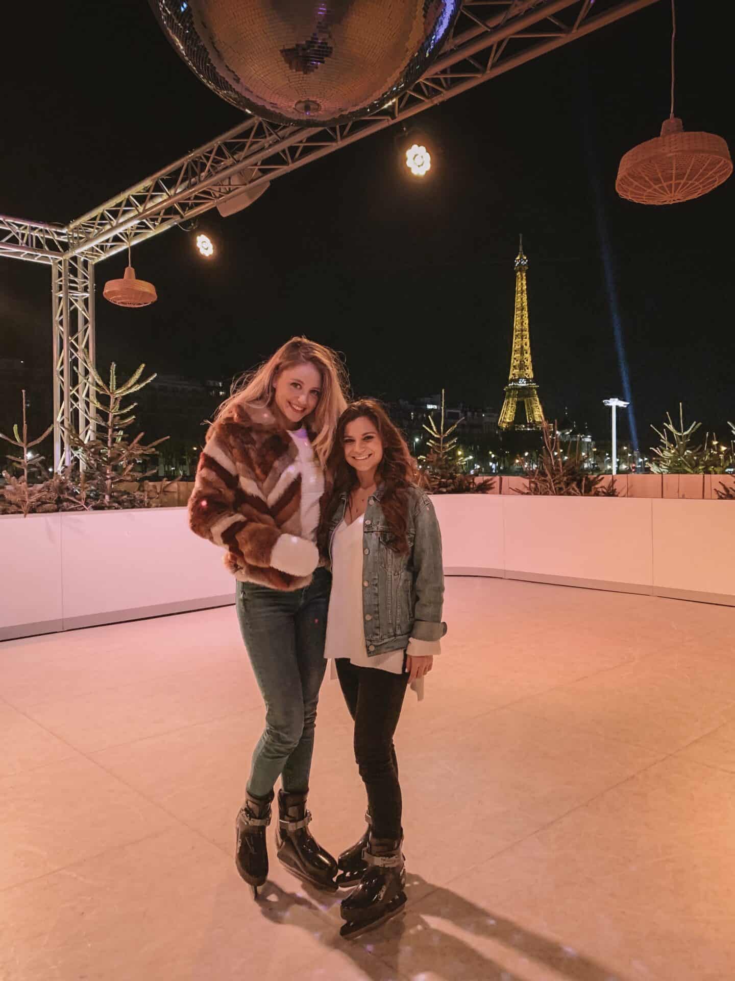 Ice skating in Paris during the winter