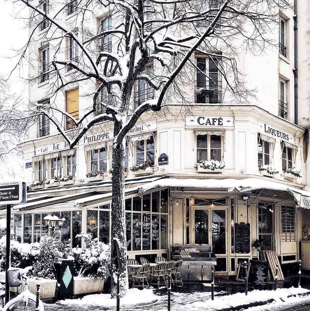 Paris Cafe after it snows