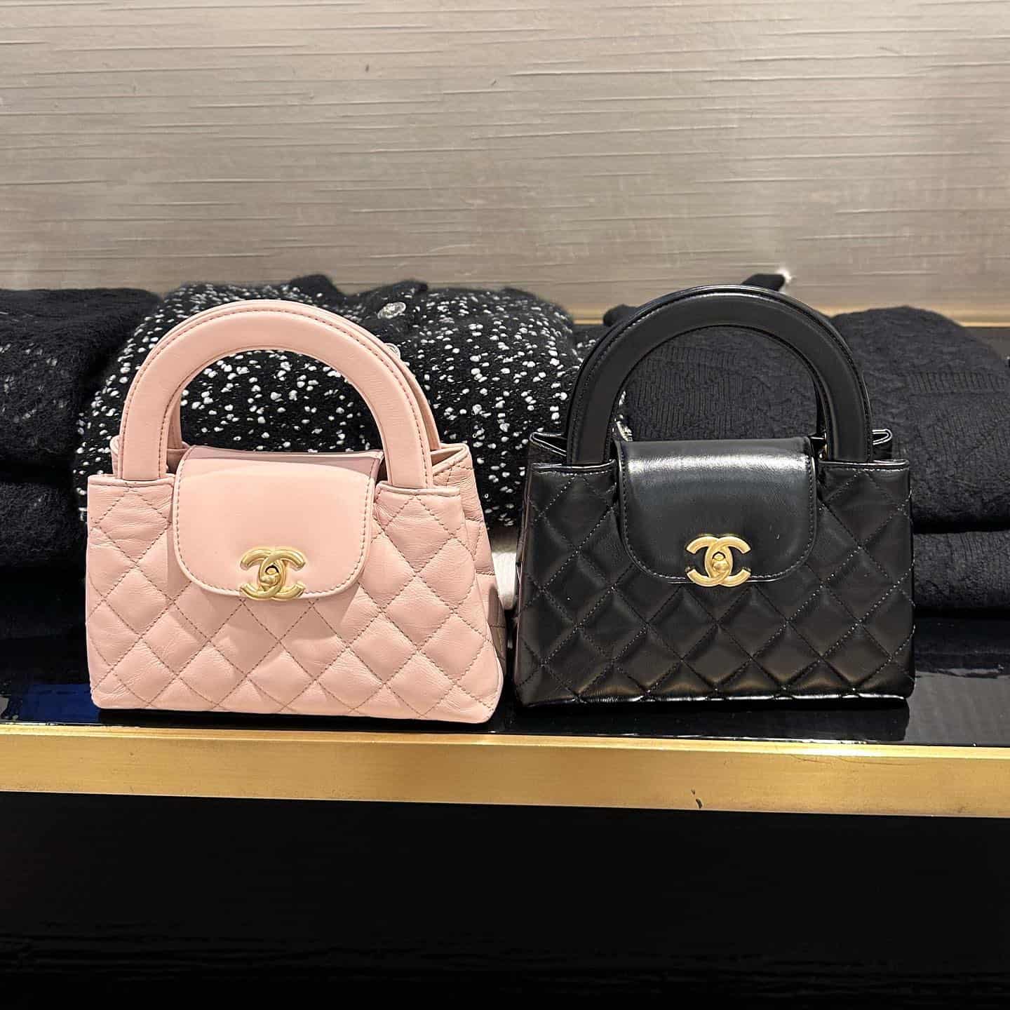 pink and Black Chanel Kelly