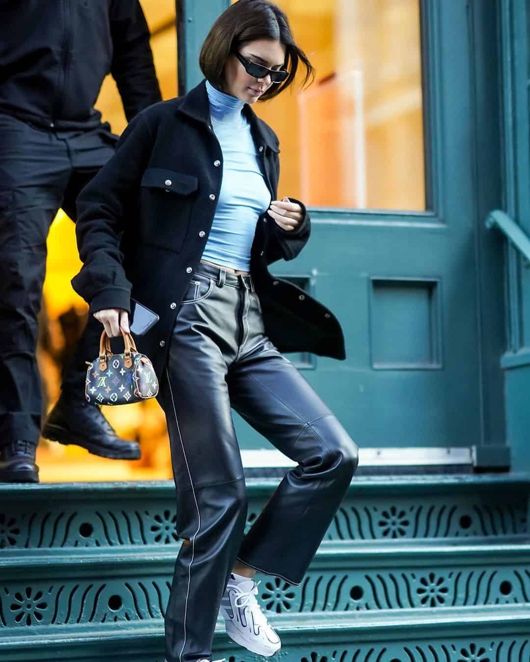 Kendall Jenner carrying speedy multicolor LV bag