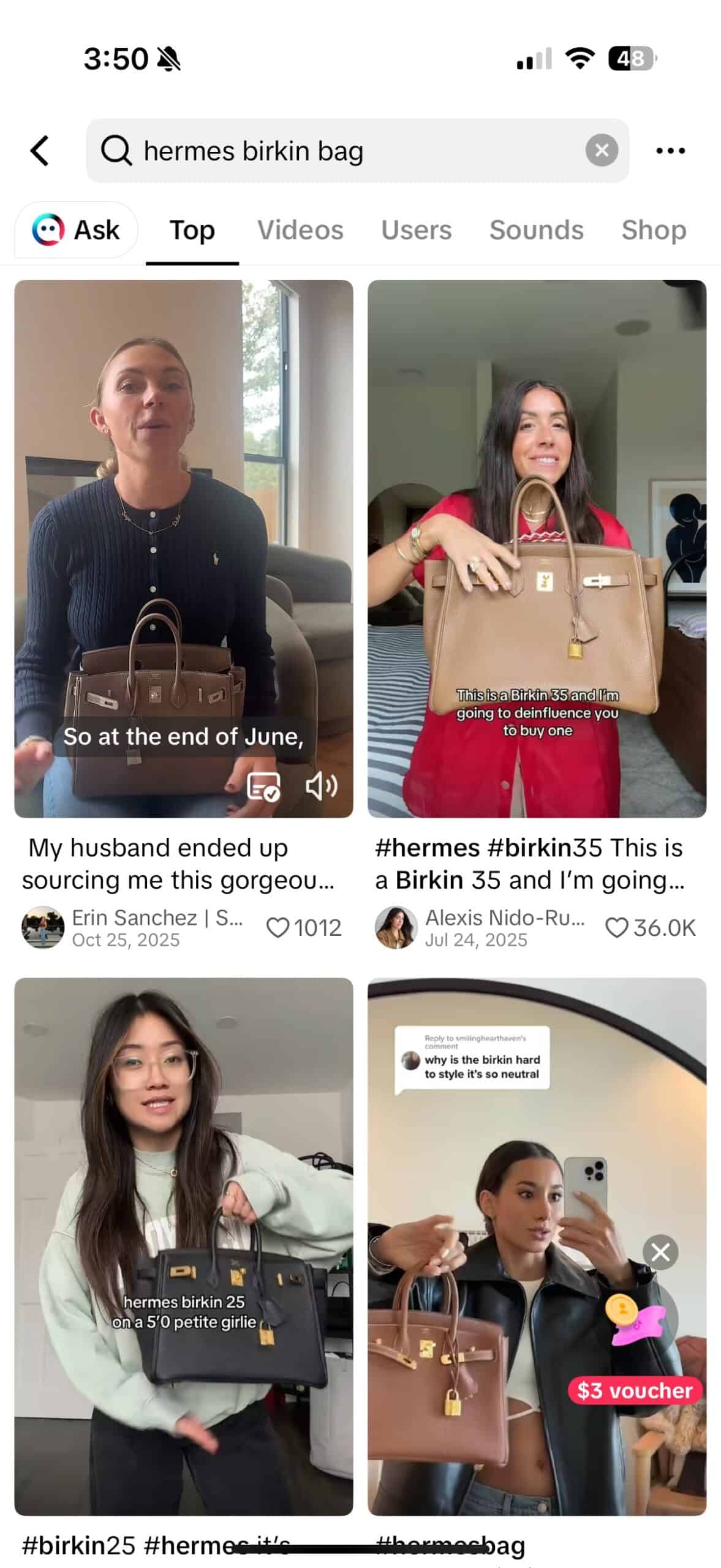 Hermes Birkin on social media